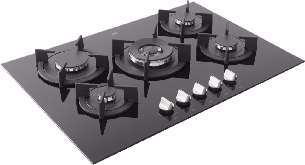 ETNA KGG673ZTA Inbouw Gas op Glas Kookplaat met Wokbrander