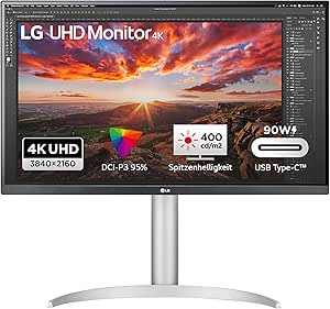 LG 27UP850K-W 27″ UHD 4K IPS Monitor (HDR400, USB-C)