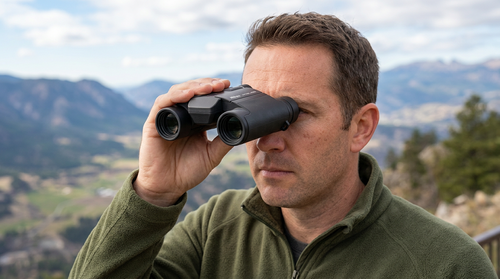 Nikon Stabilized 10×25 S Verrekijker doorheen kijken
