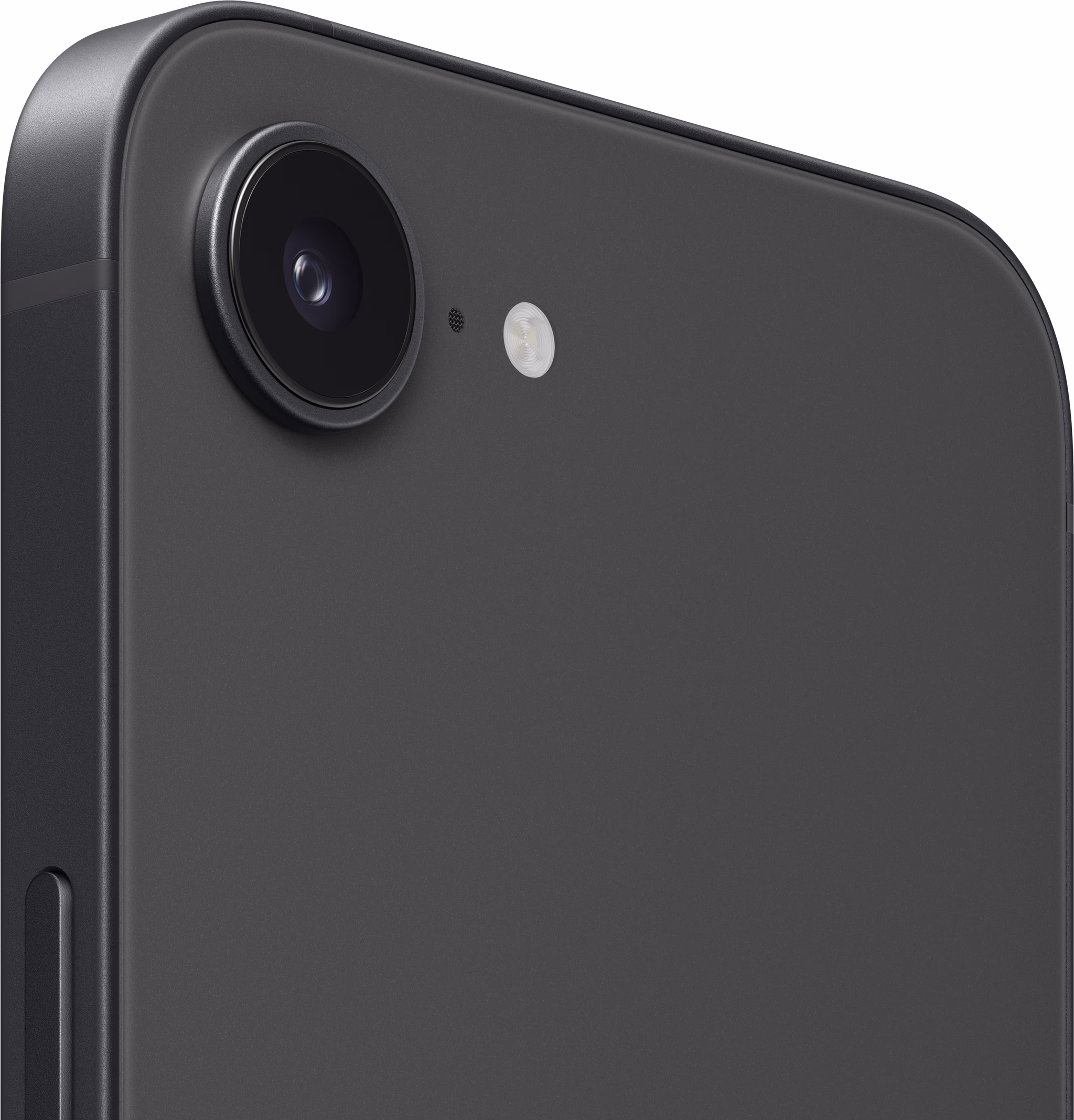 Apple iPhone 17e 256GB Zwart schuin met camera